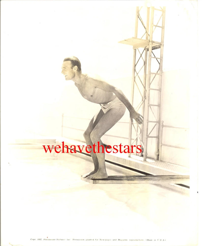 Vintage Randolph Scott BEEFCAKE SWIMSUIT DIVING BOARD '37 Publicity Portrait Model
