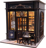Coffee Shop Book Nook Kit, DIY Miniature House Kit with Led Light for Adult and Model