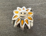 PANDORA 925 STERLING SILVER ENAMEL DOUBLE SIDED SMILING SUN BEAD CHARM RETIRED Charms