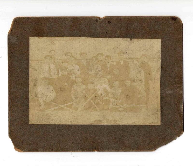 Antique c. 1900 Youth Baseball Team Bats Early Sports Photo On Board Model