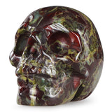 2" Dragon Bloodstone Crystal Skull Head Figurine, Hand Carved Halloween Decor Model
