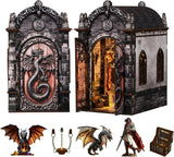 DIY Book Nook, Miniature House Kit with LED Lights - Dragon Castle Model