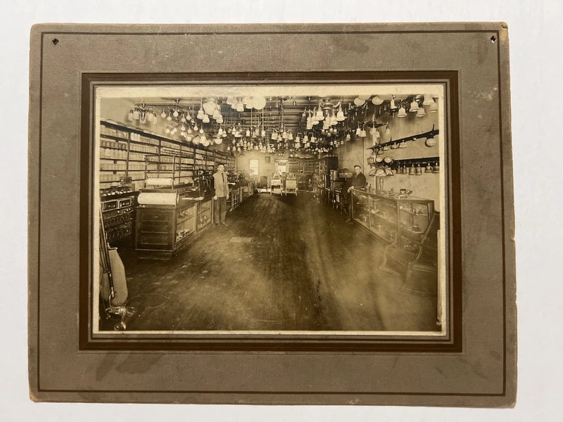 VTG Occupational Board Photo 1900's Lighting Company Selling Lamps & Bulbs Model