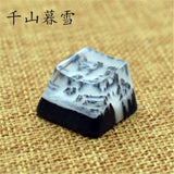 Snow Mountain Landscape Keycaps Resin Wood Handmade Switch Key For MX Keyboard Model