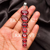 Red Garnet Gemstone 925 Sterling Silver Handmade Jewelry Pendant 2.80" Charms