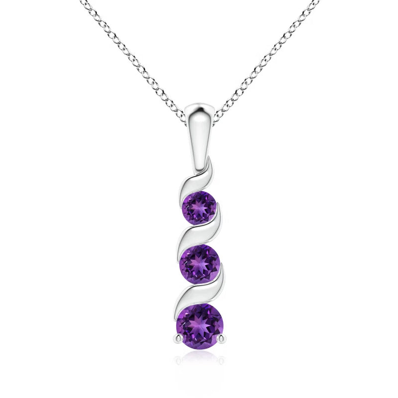 ANGARA 0.51Ct Natural Amethyst Pendant Necklace With Diamond for Women in Silver Charms