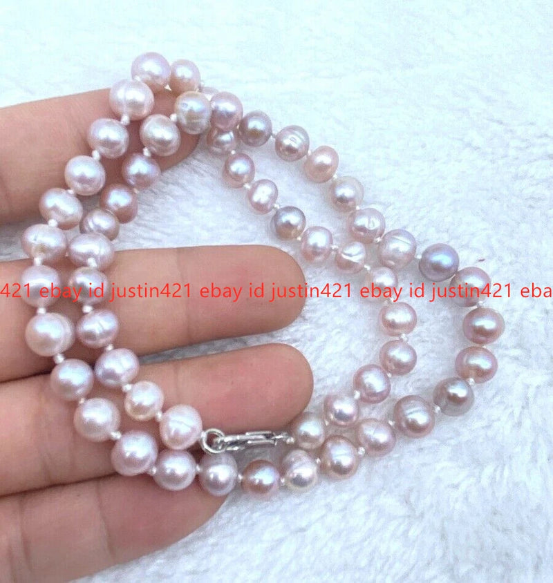 Beautiful Natural Pink Purple 7-8/8-9mm Freshwater Pearl Necklace Jewelry 16-25" Charms
