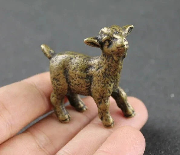 Brass Lamb Animal Statue Small Sculpture Tabletop Figurine Home Decor Gifts Model