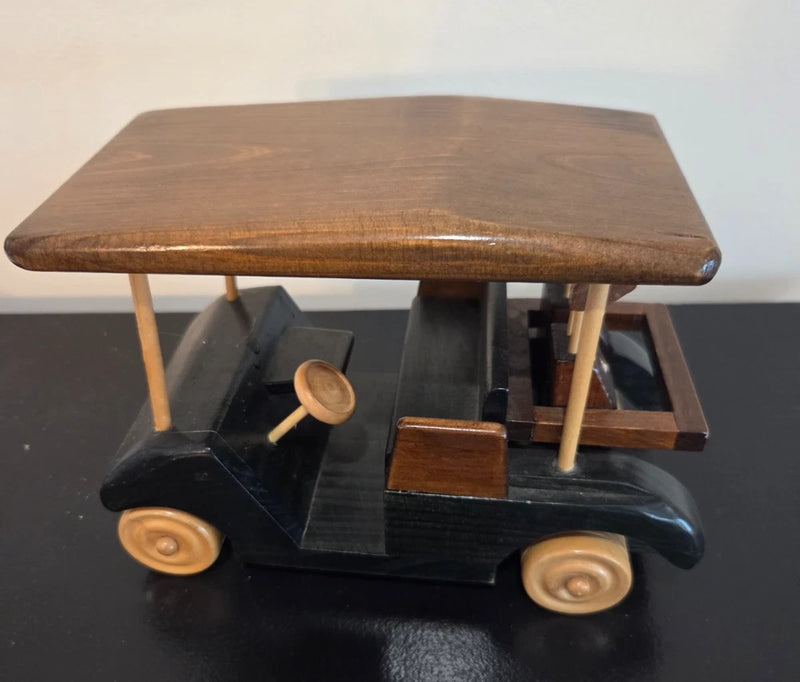 Decorative Wooden Golf Cart w/ Bags 8"x6"x4" Tabletop Display Figurine Decor Model