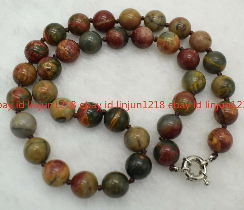 Natural 8/10/12/14mm Multicolor Picasso Jasper Gems Round Beads Necklace 16-36" Charms