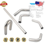 Polished 3.5" Stainless Steel Mandrel Exhaust Pipe Set - 4PC Universal DIY Kit Model