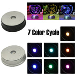 LED Light Display Base Stand Seven Color Lamp Holder Crystal Glass Art Figurine Model