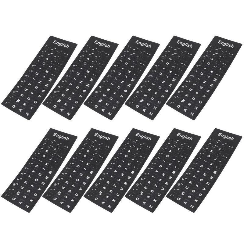 10 Sheets Pvc Keyboard Stickers for Laptop Letters Replacement English Model
