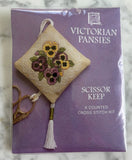 Victorian Pansies Scissor Keep Counted Cross Stitch Kit Textile Heritage New Model