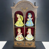 Vintage George Good Four Seasons Porcelain Figurine Set Wood Shadow Box Display Model