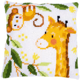 Vervaco stamped cross stitch kit cushion "Dschungeltiere", 40x40cm, DIY Model