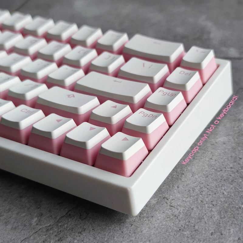 White Pink PBT Doubleshot Pudding 140 keycaps set for Razer Mechanical Keyboards Model