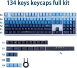 134 PBT Cherry Profile Keycaps, Gradient Blue Moonrise Theme, Keycap Only Model