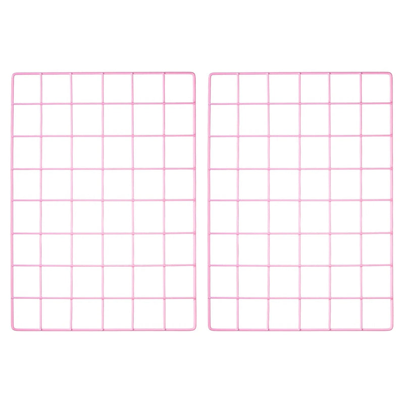 2Pcs Iron Wire Grid Panel Board Photo Display Holder Hanging Frame Pink 16"x12" Model