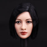 1/6 Scale Asia Beauty Short Hair Head Carving Sculpt Model Toys Model