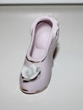 VINTAGE MINI PINK & WHITE ROSE HAND PAINTED FROM JAPAN HIGH HEEL SHOE FIGURINE Model