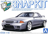 Aoshima 1/32 NISSAN SKYLINE R32 GTR W/ Custom Wheels Snap Model Kit -SILVER- Model