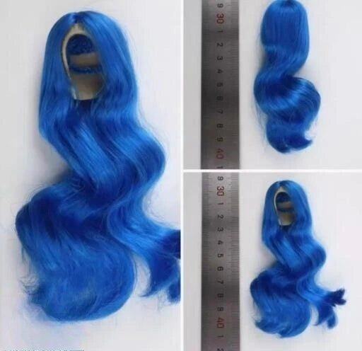 1/6 Scale Female Soldier Blue Curly Wig Model Fits for 12" Action Figure Model