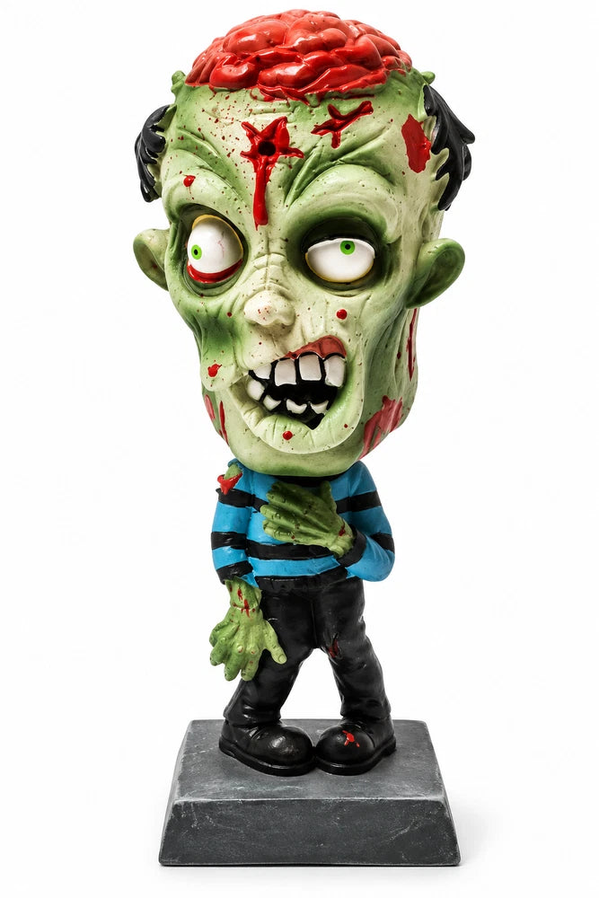 Zombie Bobblehead Figurine 9.5" Exposed Brain Horror Halloween Desk Decor Statue Model