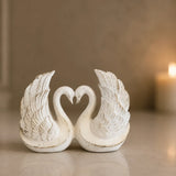 Vintage French Swan Couple Figurine White Ceramic Wedding Decor 6 Inch Gift Model