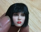 1/6 Female Head Pale Skin Short Black Hair Actress Head Sculpt Carved Model Model