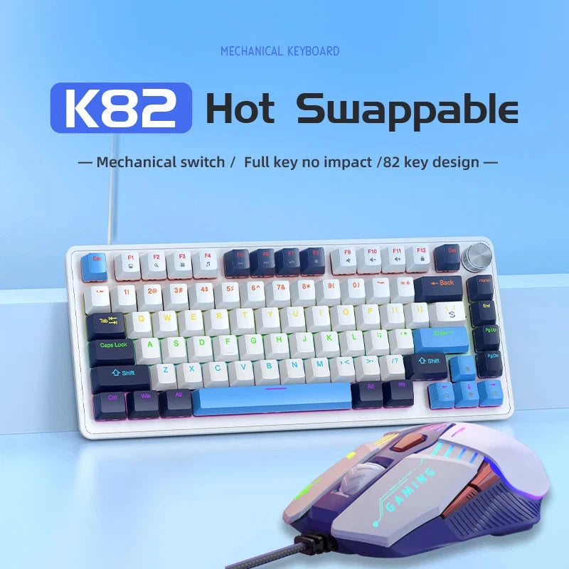 APAYADO K82 75% Mechanical Gaming Keyboard Hot-Swap Knob RGB Backlit Model