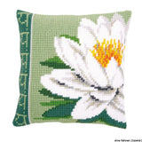 Vervaco stamped cross stitch kit cushion White lotus flower, DIY Model
