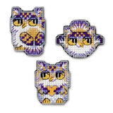 Riolis counted cross stitch kit "Magnets Owlets Set of 3", a 4,5x6cm, DIY Model