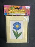 Floral Counted Cross Stitch Greeting Card Kit Blue Flower Complete Craft Canvas Model