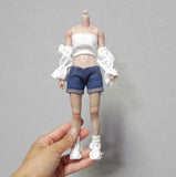 1Set 1/6 Female Strapless Oversleeves Shorts Model Fits for 12