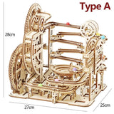 3D Wooden Puzzle Marble Run Mechanical Model Building Kit DIY Toy Model