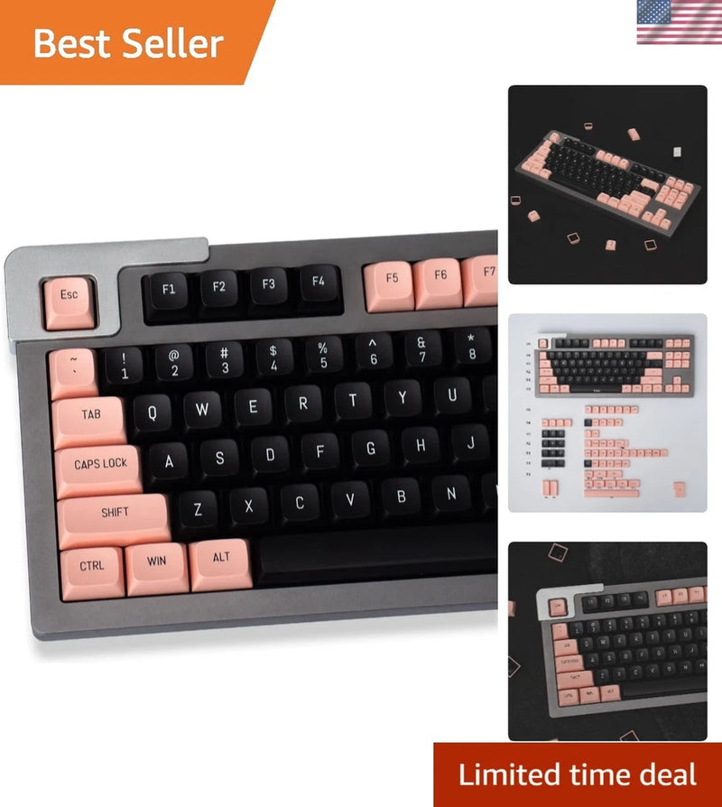 Pink and Black Keycaps 150 Keys Doubleshot MSA Profile Custom Keycaps for 61/... Model