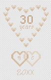 Pearl Wedding Hearts Anniversary Cross Stitch Card Kit or Pattern by Florashell Model