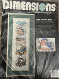Vintage NIP Dimensions 1992 Stamped Cross Stitch Kit Four Seasons Birds Model