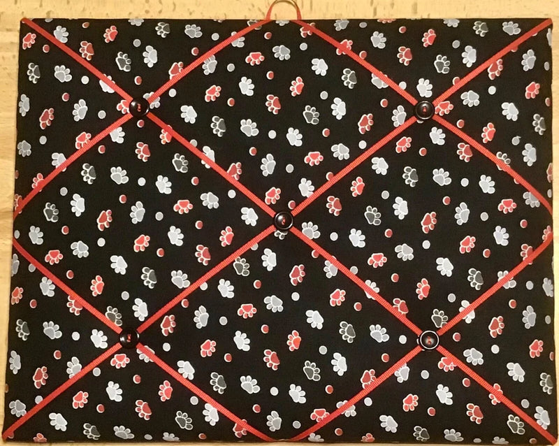 French Bulletin Board Photo Memo Board Black Dog Paw Print 11 x 14 inches Model