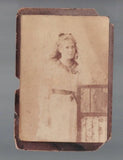 VINTAGE PHOTO , small ,FADED PORTRAIT , MOUNTED ON BOARD , CHIPPED Model