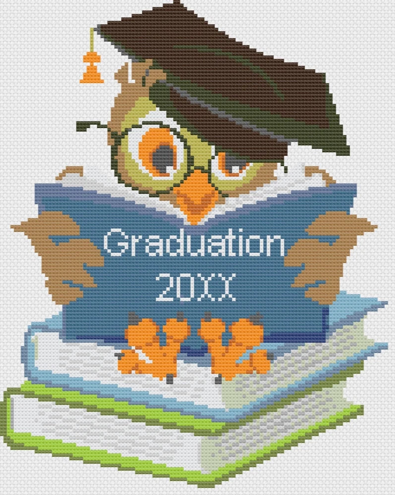 Cross Stitch Sampler Kit or Pattern - Florashell - Graduation Owl Model
