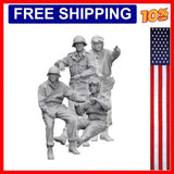1/35 Scale Die-Cast Resin Figure Model Kit WWII US Tank Crew Set 4 Figures Un... Model