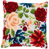 Vervaco stamped cross stitch kit cushion "Pfingstrosen III", 40x40cm, DIY Model