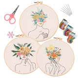 Abstract Floral Embroidery Kit 3 Sets Yellow Flower Hand Embroidery Starter Kit Model