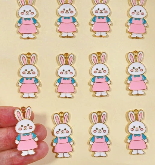 Lot 50 Pcs Cute Rabbit Metal Charms DIY Earring Necklace Jewelry Making Pendant Charms