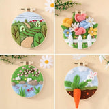 None Finish Wool Felt Painting Kit Set Needle Felt Painting DIY Handicraft Gift Model