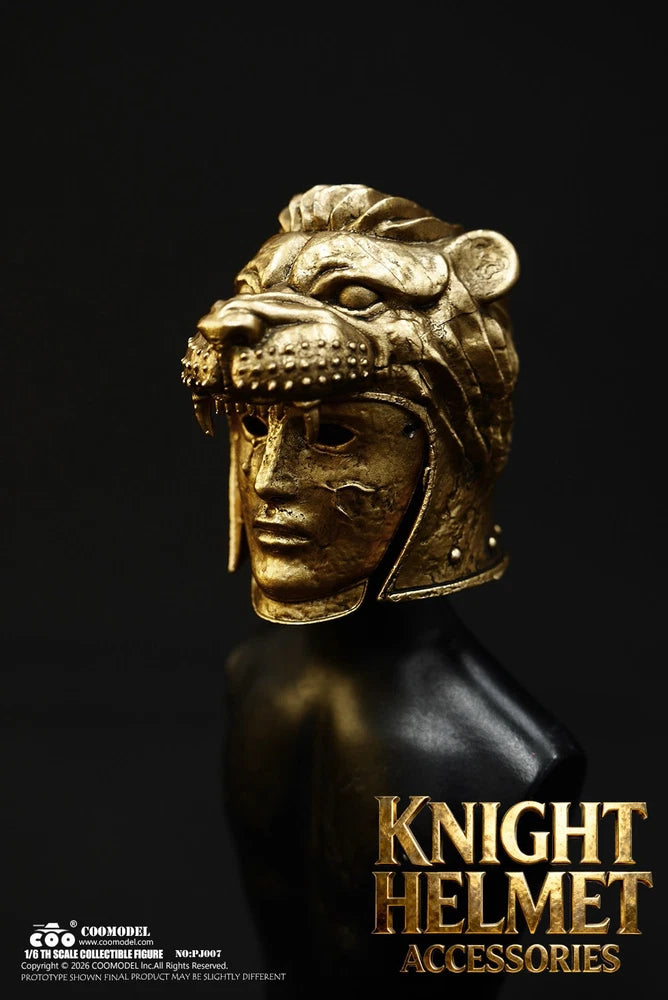 COOMODEL 1/6 Mid-Age Alloy Golden Lion Knight Helmet &Mask For 12" Action Figure Model