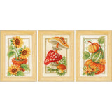 Vervaco counted cross stitch kit "Autumn" Set of 3, 8x12cm, DIY Model