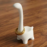 White dinosaur Ring Holder plastic Figurine Display for Rings Jewelry Organizer Model